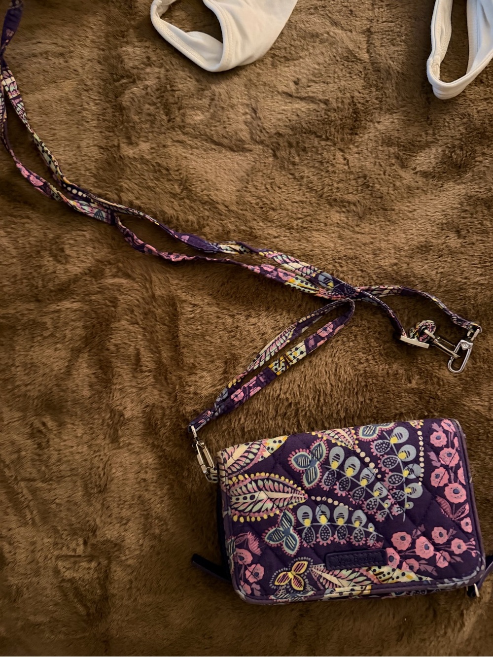 Vera Bradley Purple Floral Quilted Crossbody Wallet